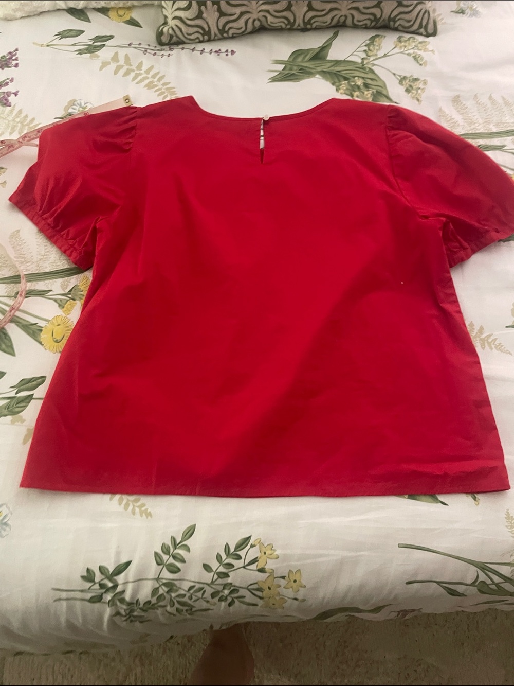 J. Crew Red Puff Sleeve Blouse - Picture 4 of 6